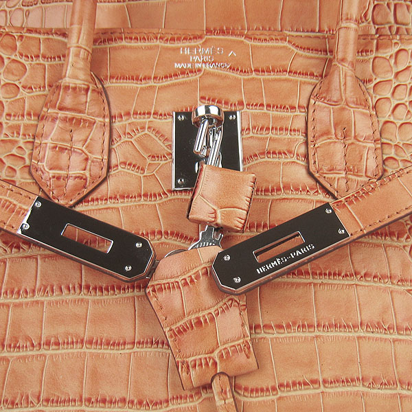 High Quality Fake Hermes Birkin 35CM Crocodile Veins Leather Bag Orange 6089 - Click Image to Close